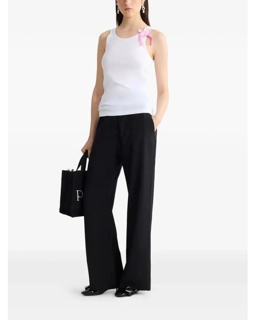 Patou White Bow-Detail Cotton Tank Top