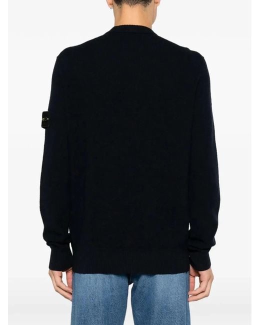 Stone Island Black Jersey With Logo Patch for men