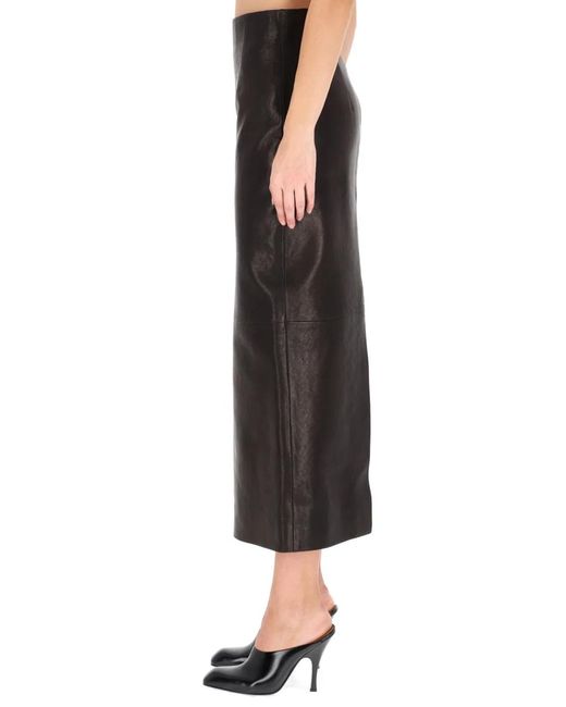 Khaite Black Leather "Loxley" Skirt