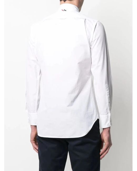 Thom Browne White Classic L/S Bd Pc Shirt W/ Cf Gg Placket for men