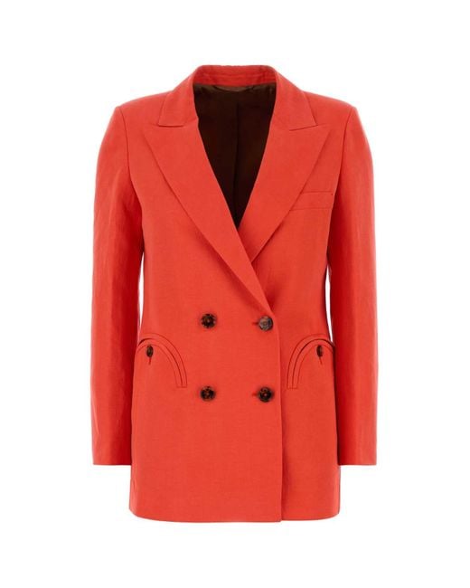 Blazé Milano Red Coral Silk Blend Flica Everyday Blazer