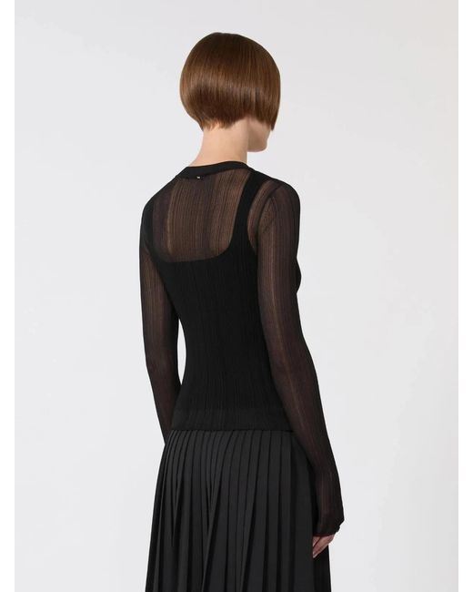 Max Mara Black Polyester Elastane Turtleneck Top