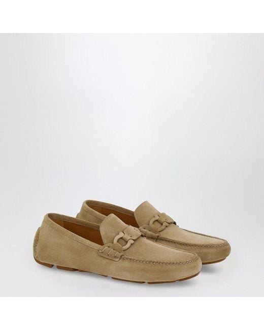 Ferragamo Natural Safari-Colored Gancini Driver Loafer for men