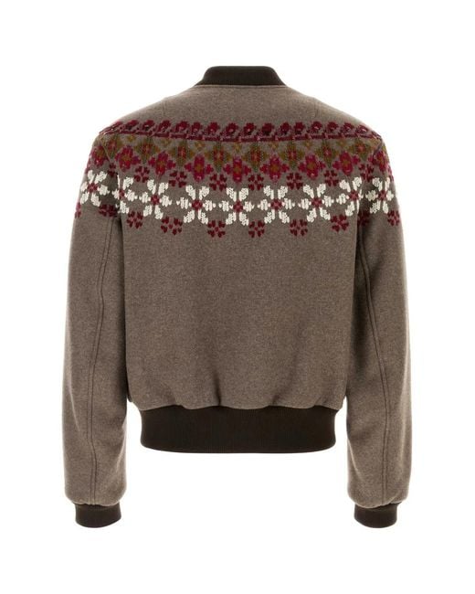 Dries Van Noten Brown Mud Wool Blend Valtor Bomber Jacket for men