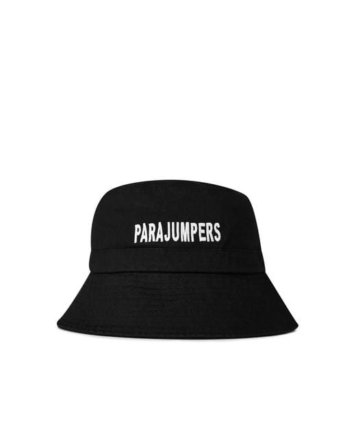 Parajumpers Black Printed Logo Bucket Hat for men