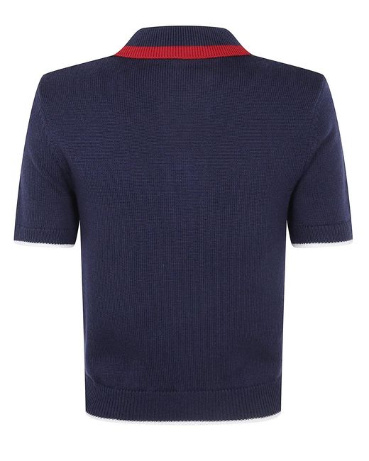 Casablanca Blue Merino Polo Top