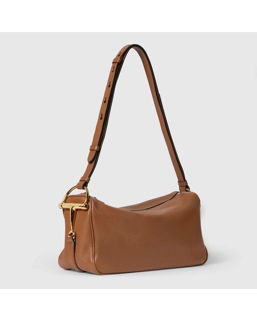 Gucci Brown Half Horsebit Medium Shoulder Bag