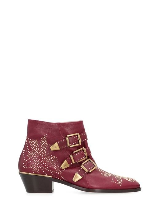Chloé Red Susanna Ankle Boots