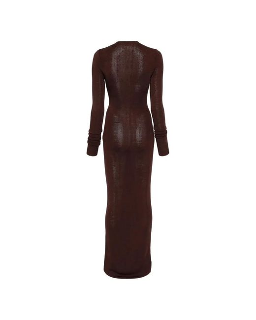 Entire studios Brown Long Sleeve V Neck Midi