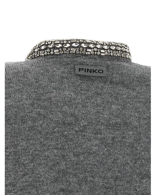 Pinko Gray Colonia Cardigan With Jewel Collar