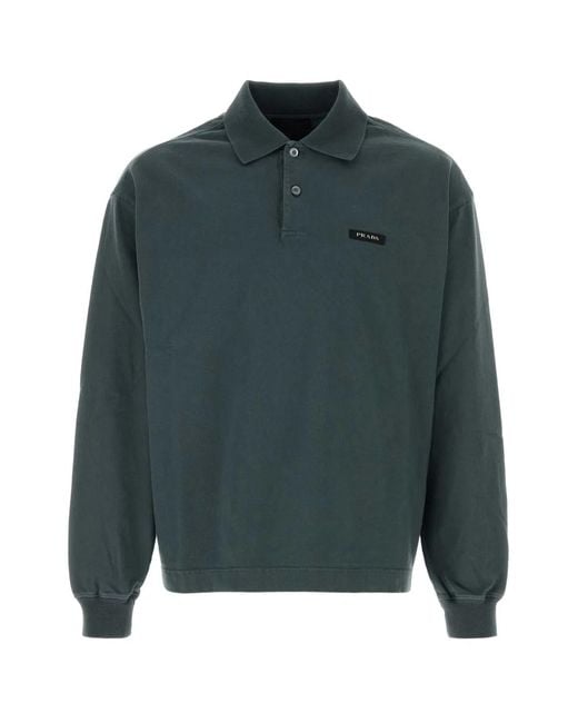 Prada Green Shirt Collar Polo for men