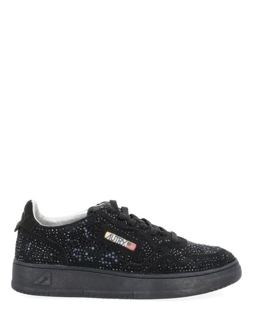 Autry Black "Medalist Low Crystal" Sneakers