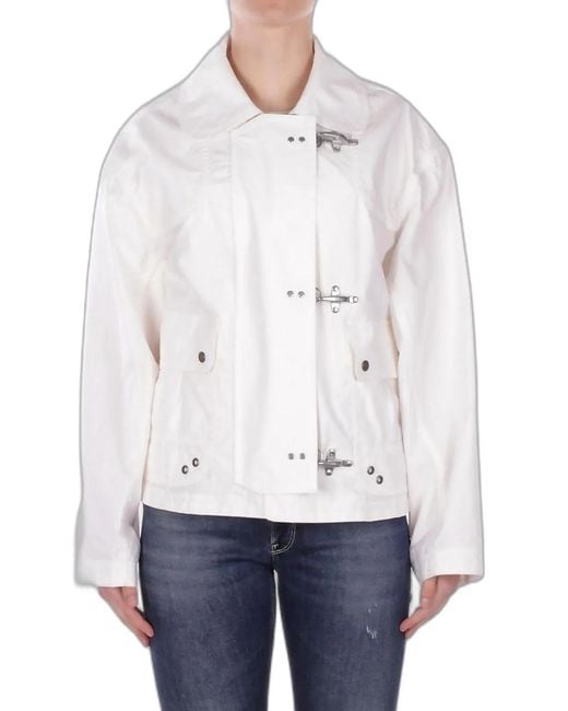 Fay White Wool Button Fastening Jacket