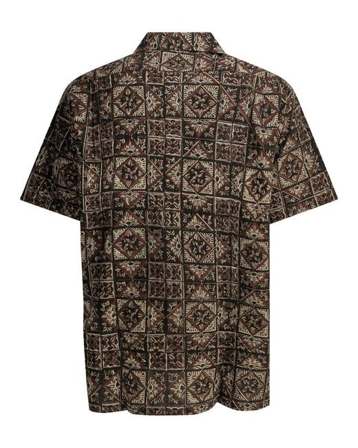Beams Plus Brown "Block Print" Casual Shirt for men