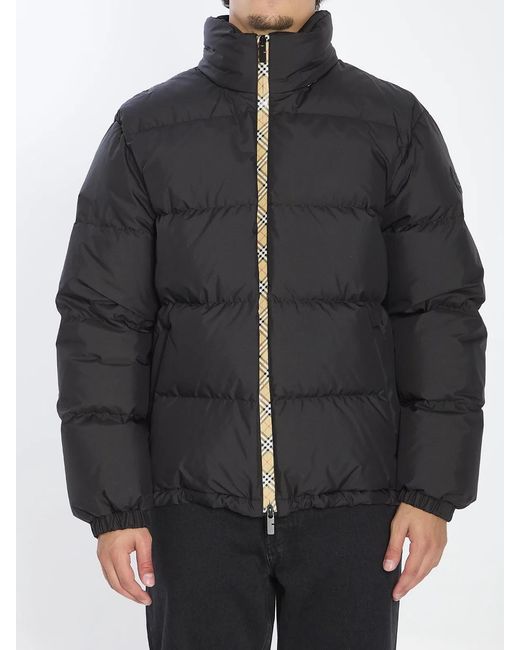 Burberry Black Puffer Jacket With Packable Hood for men