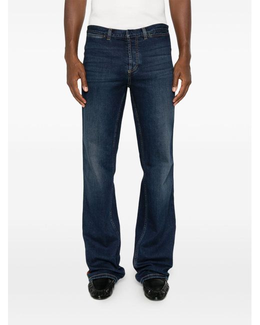 Gucci Blue Cotton Denim Trousers With Web Ribbon for men