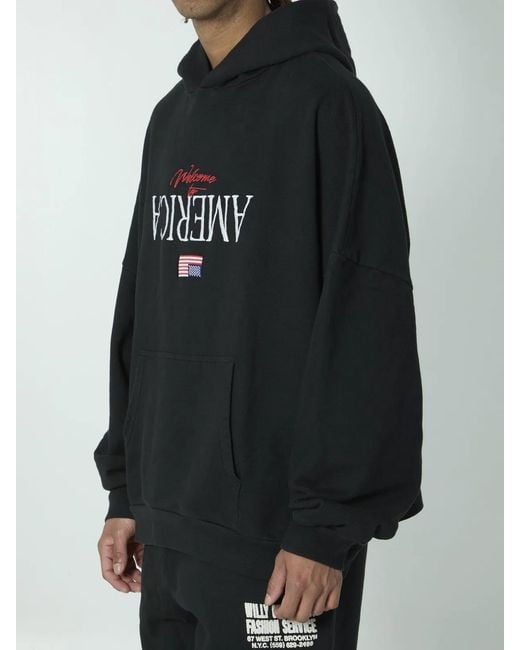 Willy Chavarria Black Welcome To America Hoodie for men