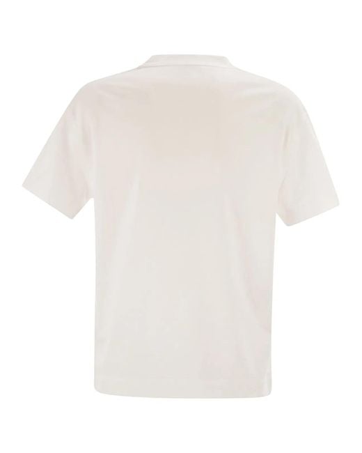 Brunello Cucinelli White Cotton Jersey T-Shirt With Shiny Tab