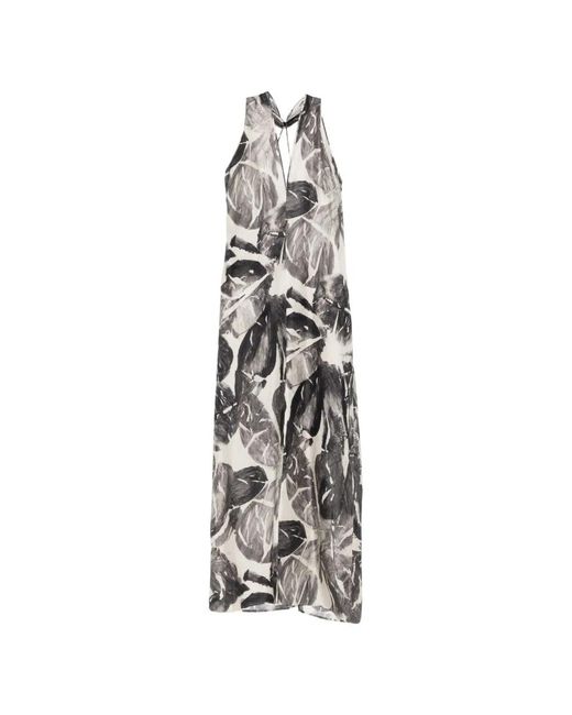 Alysi White Printed Silk Dress