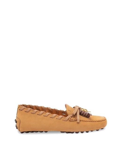 Tod's Brown Light Camel Calf Leather Tassel Shoes