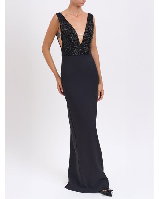 Elisabetta Franchi Blue Carpet Georgette Dress