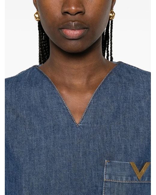 Valentino Garavani Blue Denim Shirt With Logo