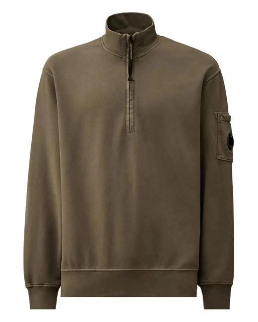 C P Company Green C.P.Company Half Zip Sweatshirt With Lens Pocket for men