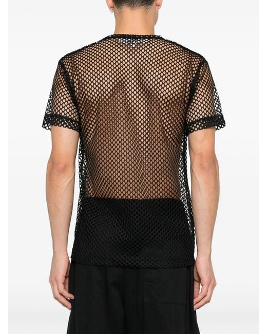 COMME DES GARÇONS PLAY Black Tshirt Mesh Large Emblem for men