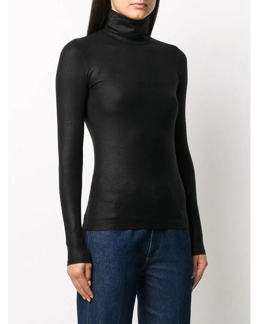 Majestic Black Lurex High-Neck Sweater