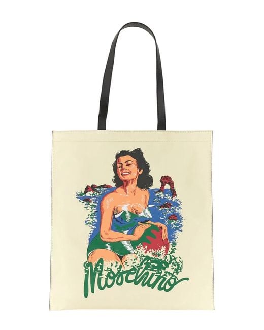 Moschino White Hawaiian Print Tote Bag for men
