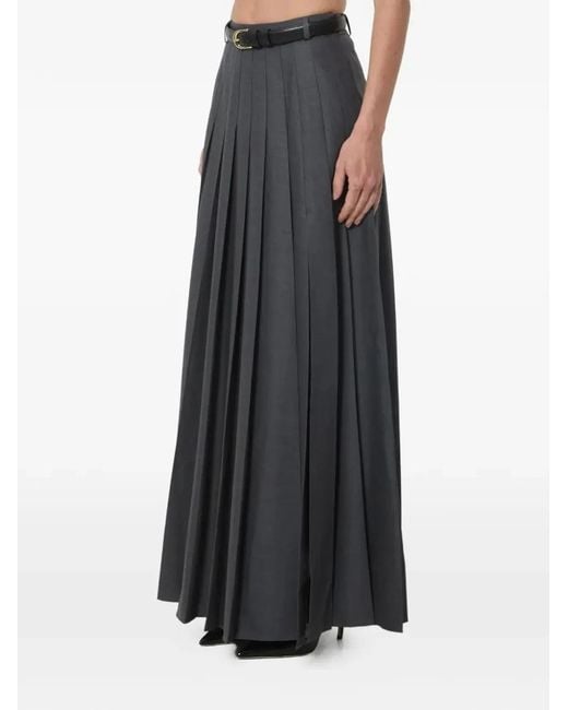 Self-Portrait Black Belted Pleated Maxi Skirt