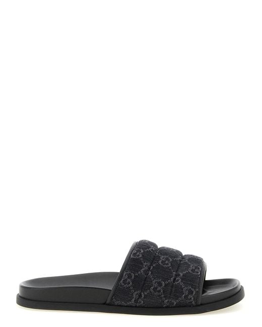 Gucci Black Gg Denim Slides for men