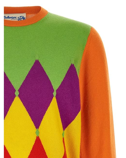 Ballantyne Orange 'Classic Diamond' Sweater for men