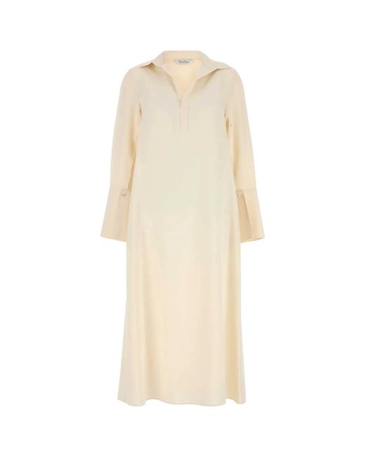 Max Mara White Cream Stretch Silk Ossola Dress