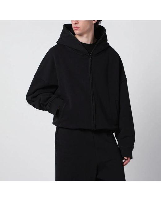 Entire studios Black Cotton Zip-Up Hoodie for men
