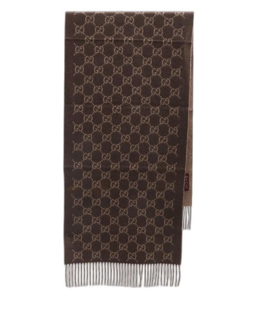 Gucci Brown Cashmere Scarf Gg