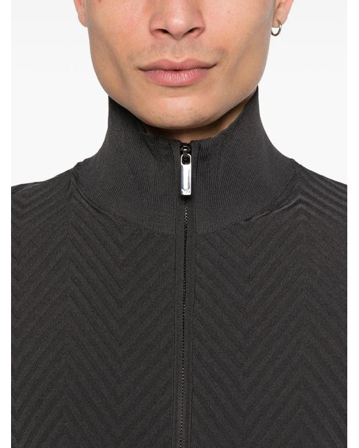 Emporio Armani Black Chevron Cardigan for men