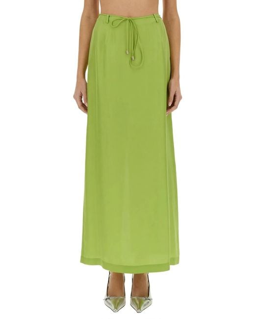 Alysi Green Long Silk Skirt
