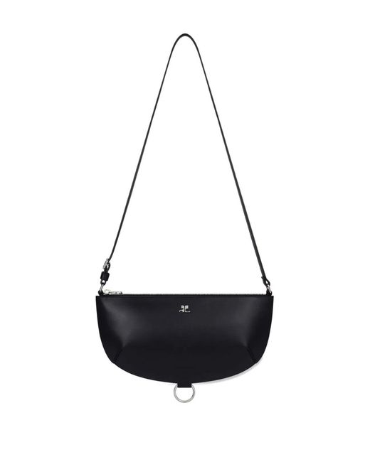 Courreges Black Courregès Calf Leather Handbag