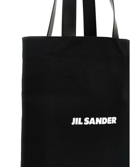 Jil Sander Black 'Flat Shopper' Medium Shopping