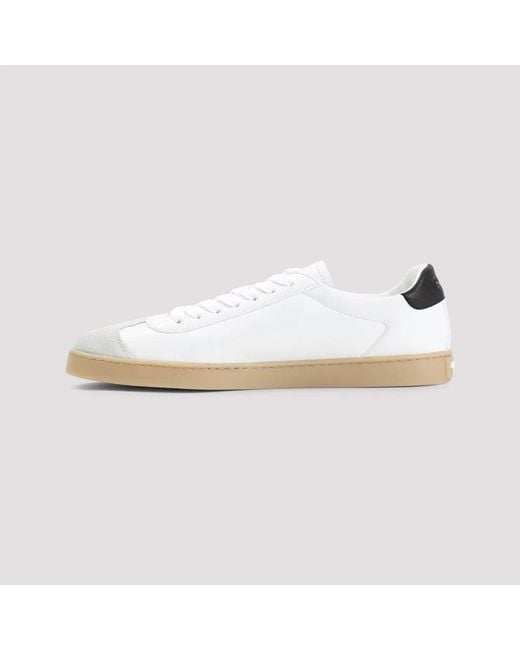 Prada White Lane Leather Low-Top Sneakers for men