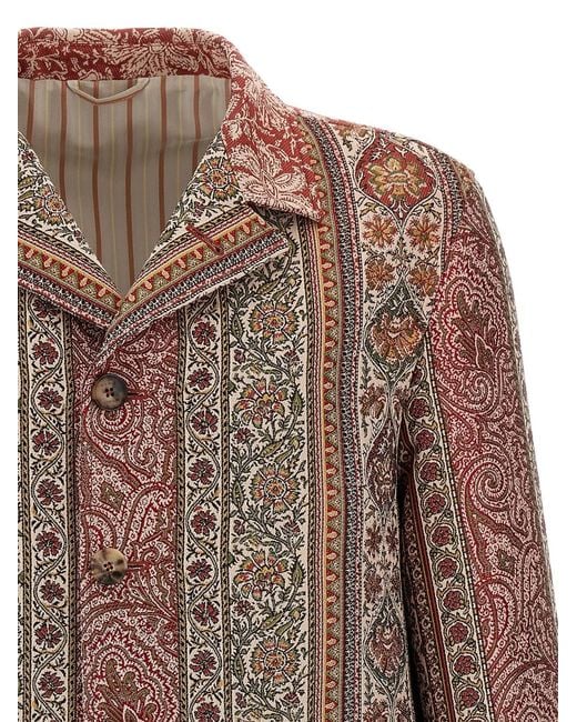 Etro Brown Balmacaan Neck Overshirt for men