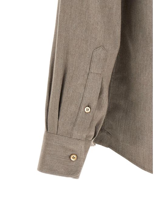 Brunello Cucinelli Gray Herringbone Shirt for men