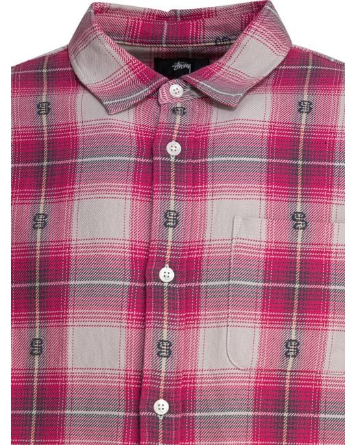 Stussy Pink Stussy Motif Plaid Shirt for men