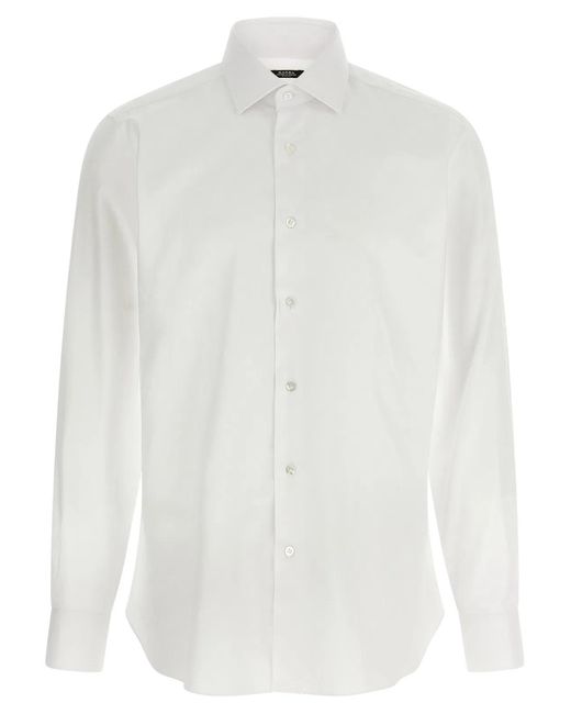 Barba Napoli White Cotton Shirt for men