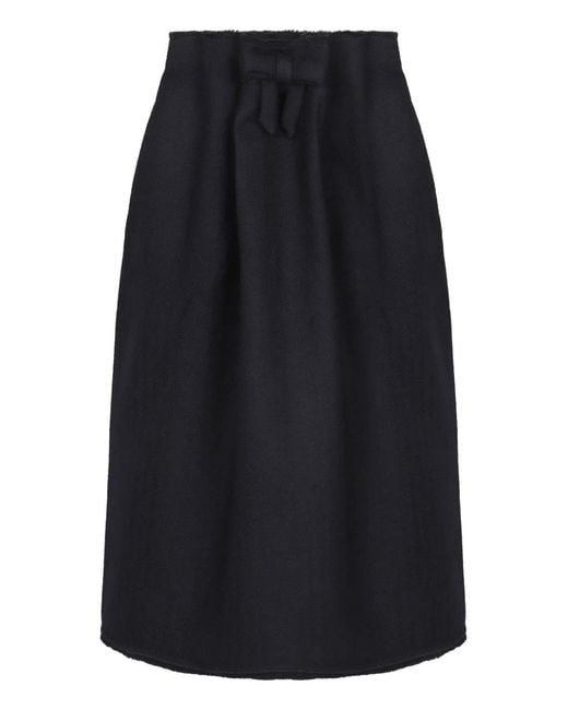 Prada Blue Chevron Wool Midi Skirt