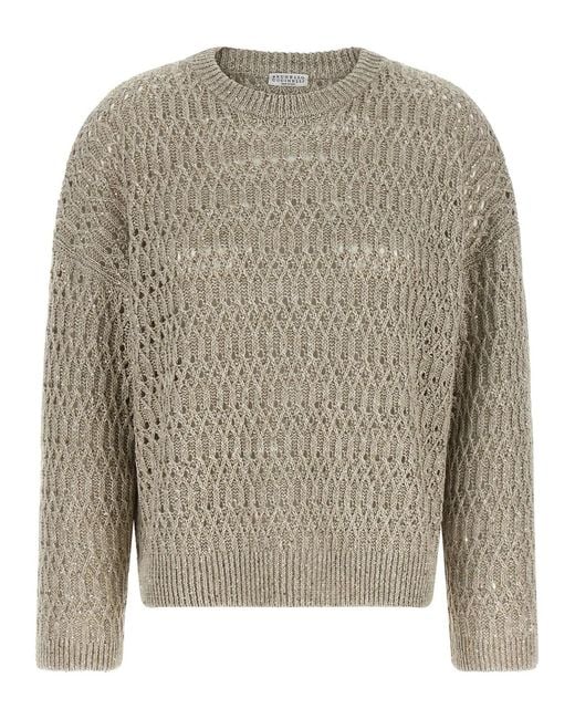 Brunello Cucinelli Gray 'Dazzling Braids' Sweater