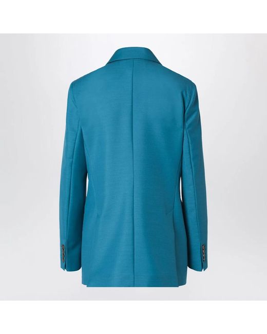 Max Mara Blue Wool-Blend Double-Breasted Jacket