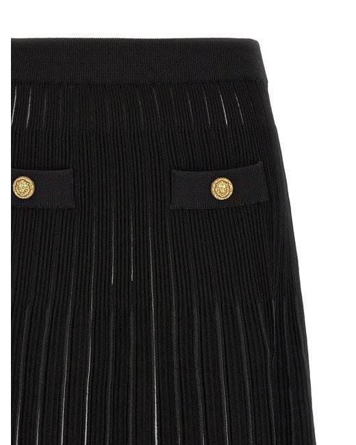 Balmain Black Pleated Skirt