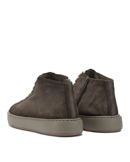 Santoni Brown Suede Ankle Boots for men